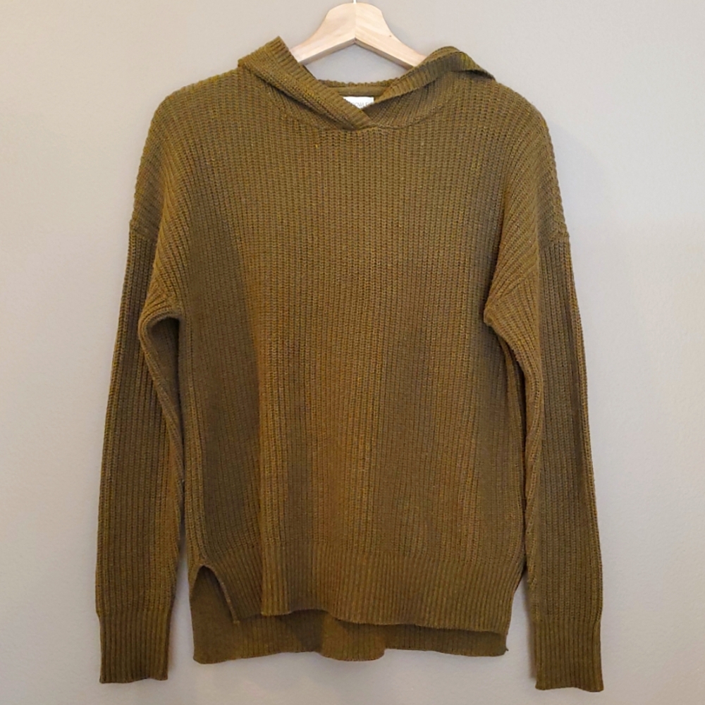 Cynthia Rowley Olive Green Knit Hooded Sweater Frog Core Forest Fairy Dragon